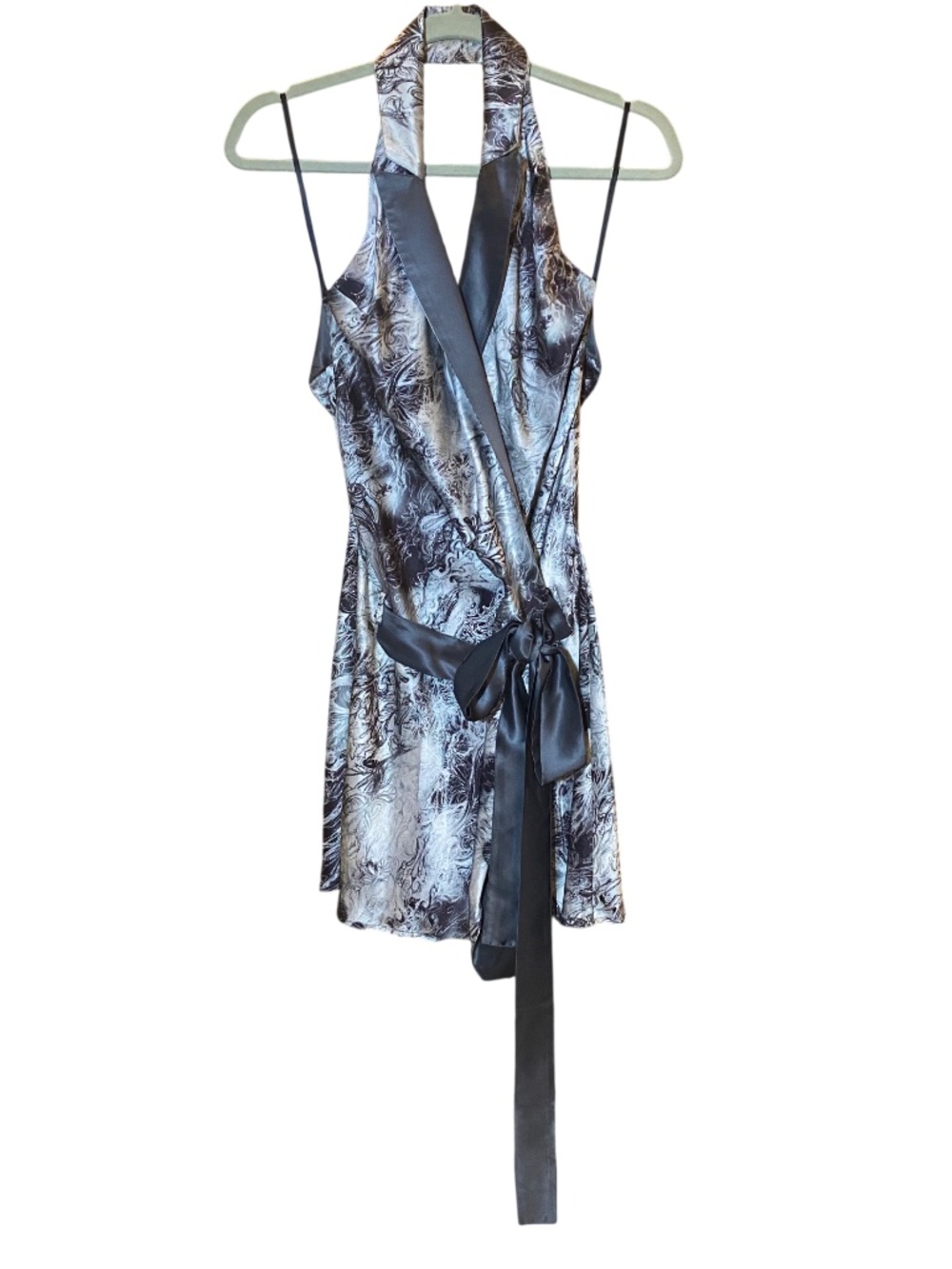 VTG Patrizia Pepe 100% Silk Tuxedo Halter Wrap Dress • Y2K Archival Silk Satin 4 - Picture 2 of 14